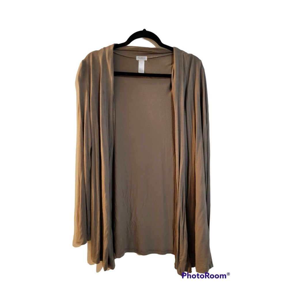 Taupe colored Large Open Front Cardigan